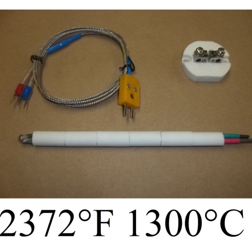thumbnail image 2 of J Thermocouple Thermometers & Probes NEW High-Temperature Type K Thermocouple Probe - Ceramic Core, Rated Up To 2372°F (1300°C) 2372°F Thermocouple 2 of 9